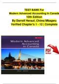 TEST BANK For Modern Advanced Accounting In Canada, 10th Edition By Darrell Herauf, Chima Mbagwu, Verified Chapters 1 - 12, Complete Newest Version
