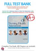 Test Bank For Nursing Health Assessment A Best Practice Approach 3rd Edition Jensen, 9781496349170, All Chapters with Answers and Rationals