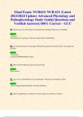 Final Exam: NUR631/ NUR 631 (Latest 2023/2024 Update) Advanced Physiology and Pathophysiology Study Guide| Questions and Verified Answers| 100% Correct – GCU
