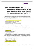 HESI MENTAL HEALTH RN  QUESTIONS AND ANSWERS V1-V3 TEST BANKS AND ACTUAL EXAMS (LATEST UPDATE 2023) RATED A+