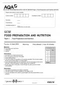 AQA GCSE FOOD PREPARATION AND NUTRITION Paper 1 Food Preparation and Nutrition QP 2023