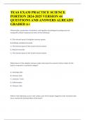 TEAS EXAM PRACTICE SCIENCE PORTION 2024-2025 VERSION 44 QUESTIONS AND ANSWERS