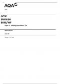 AQA GCSE SPANISH 8698/WF Paper 4 Writing Foundation Tier Mark scheme June 23 Version : 1.0 Final 