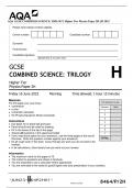 AQA GCSE COMBINED SCIENCE: TRILOGY Higher Tier Physics Paper 2H QP 2023 