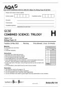 AQA GCSE COMBINED SCIENCE: TRILOGY Higher Tier Biology Paper 1H QP 2023  