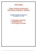 Test Bank for Power, Politics and Society, 2nd Edition Dobratz (All Chapters included)