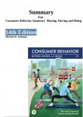 Full Summary Book Consumer Behavior Buying Having Being 14th Edition by Solomon M.R. |2024|