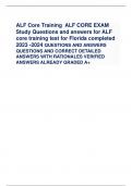 ALF Core Training ALF CORE EXAM Study Questions and answers for ALF core training test for Florida completed 2023 -2024 QUESTIONS AND ANSWERS QUESTIONS AND CORRECT DETAILED ANSWERS WITH RATIONALES VERIFIED ANSWERS ALREADY GRADED A+