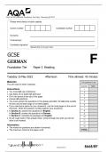 AQA GCSE GERMAN Foundation Tier Paper 3 Reading QP 2023 ACTUAL PAPER