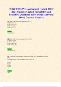 WGU C955 Pre- Assessment (Latest 2023/ 2024 Update) Applied Probability and Statistics| Questions and Verified Answers| 100% Correct| Grade A