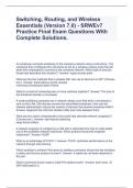 Switching, Routing, and Wireless Essentials (Version 7.0) - SRWEv7 Practice Final Exam Questions With Complete Solutions.