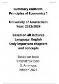 Summary endterm Principles of Economics - Based on all lectures 2023 - Most important chapters - S. Ammous 2023