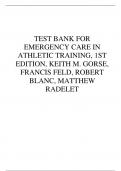 TEST BANK FOR  EMERGENCY CARE IN  ATHLETIC TRAINING, 1ST  EDITION, KEITH M. GORSE,  FRANCIS FELD, ROBERT  BLANC, MATTHEW  RADELETeeer3aaaa