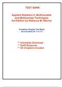 Test Bank for Applied Statistics II, Multivariable and Multivariate Techniques, 3rd Edition Warner (All Chapters included)