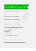 NURSE EXTERN PHARMACOLOGY EXAM 2024-266 QUESTIONS AND ANSWERS ALREADY GRADED A+