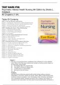 Test Bank for Psychiatric-Mental Health Nursing 9th Edition by Sheila L. Videbeck All Chapters (1-24)