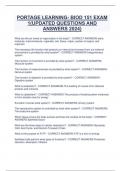 PORTAGE LEARNING- BIOD 151 EXAM  1(UPDATED QUESTIONS AND  ANSWERS 2024)