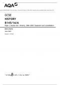 AQA GCSE HISTORY 8145/1A/A Paper 1 Section A/A America, 1840–1895: Expansion and consolidation Mark scheme June 2023