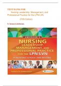 Test bank for Anderson's Nursing Leadership, Management, and Professional Practice For The LPN/LVN In Nursing School and Beyond 5th edition (2024) verified questions and answers