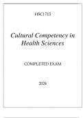 HSCI 715 CULTURAL COMPETENCY IN HEALTH SCIENCES COMPLETED EXAM 2024.