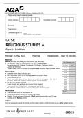 AQA GCSE RELIGIOUS STUDIES A Paper 1: Buddhism QP 2023