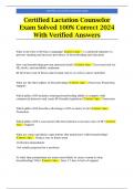 Certified Lactation Counselor Exam Solved 100% Correct 2024 With Verified Answers