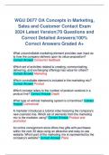 wgu D077 oa concepts in marketing, sales and customer contact exam 2024 latest version|70 questions and correct detailed answers|100% correct answers graded A+