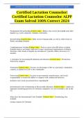 Certified Lactation Counselor| Certified Lactation Counselor ALPP Exam Solved 100% Correct 2024