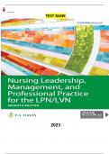 Nursing Leadership, Management, and Professional Practice for the LPN/LVN 7th Edition by Tamara R. Dahlkemper - Complete, Elaborated and Latest Test Bank. ALL Chapters (1-20) Included and Updated for 2023