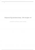 Response Argumentative Essay - WK 9 English 101 Composition and Rhetoric (ENGL 101) A+