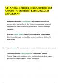 ATI Critical Thinking Exam Questions and Answers Latest Update 2024 GRADED A+