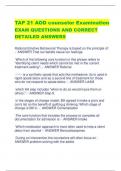 TAP 21 AOD counselor Examination EXAM QUESTIONS AND CORRECT  DETAILED ANSWERS