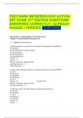 TEST BANK MICROBIOLOGY ACTUAL  SET EXAM 13TH EDITION QUESTIONS  ANSWERED CORRECTLY | ALREADY  PASSED | VERIFIED 
