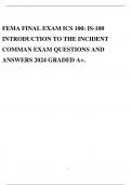 FEMA FINAL EXAM ICS 100: IS-100 INTRODUCTION TO THE INCIDENT COMMAN EXAM QUESTIONS AND ANSWERS 2024 GRADED A+.