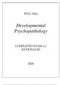 PSYC 3014 DEVELOPMENTAL PSYCHOPATHOLOGY COMPLETED EXAM WITH RATIONALES 2024.