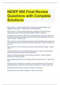 NEIEP 600 Final Review Questions with Complete Solutions 