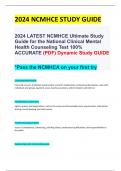 2024 LATEST NCMHCE Ultimate Study Guide for the National Clinical Mental Health Counseling Test 100% ACCURATE (PDF) Dynamic Study GUIDE