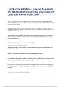 Humber Real Estate - Course 4, Module 14: Transactions Involving Development Land and Farms exam 2024 