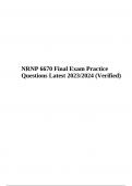 NRNP 6670/NRNP6670 Final Exam Practice Questions Latest Update 2024 (Verified)