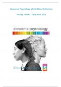 Abnormal Psychology 16th Edition By Butcher – Hooley Mineka - Test Bank 2024  