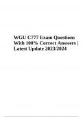 WGU C777 Exam Questions With 100% Correct Answers Latest Update 2024 (Graded A+)