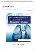 Test Bank For Clinical Manifestations and Assessment of Respiratory Disease 8th Edition by Terry Des Jardins||ISBN NO:10,0323553699||ISBN NO:13,978-0323553698||All Chapters Covered||A+, Guide.