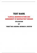Test Bank For Clinical Manifestations and Assessment of Respiratory Disease  8th Edition By Terry Des Jardins, George G. Burton |All Chapters,  Year-2024|