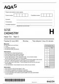 GCSE AQA June 2023 Higher Triple Science Chemistry Paper 2 Including Mark Scheme
