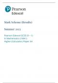 GCSE EDEXCEL June 2023 Higher Mathematics Paper 3 Calculator Mark Scheme