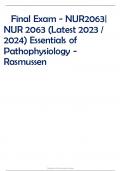 Final Exam - NUR2063| NUR 2063 (Latest 2023 /  2024) Essentials of Pathophysiology - Rasmussen