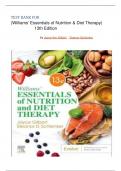 TEST BANK FOR Williams' Essentials of Nutrition and Diet Therapy, 13th Edition(2023|2024  )by Joyce Ann Gilbert latest edition
