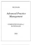 NR.210.656 ADVANCED PRACTICE MANAGEMENT COMPLETED EXAM WITH RATIONALES 2024.