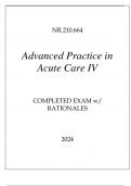 NR.210.664 ADVANCED PRACTICE IN ACUTE CARE IV COMPLETED EXAM WITH RATIONALES 2024.