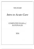 NR.210.660 INTRO TO ACUTE CARE COMPLETED EXAM WITH RATIONALES 2024.
